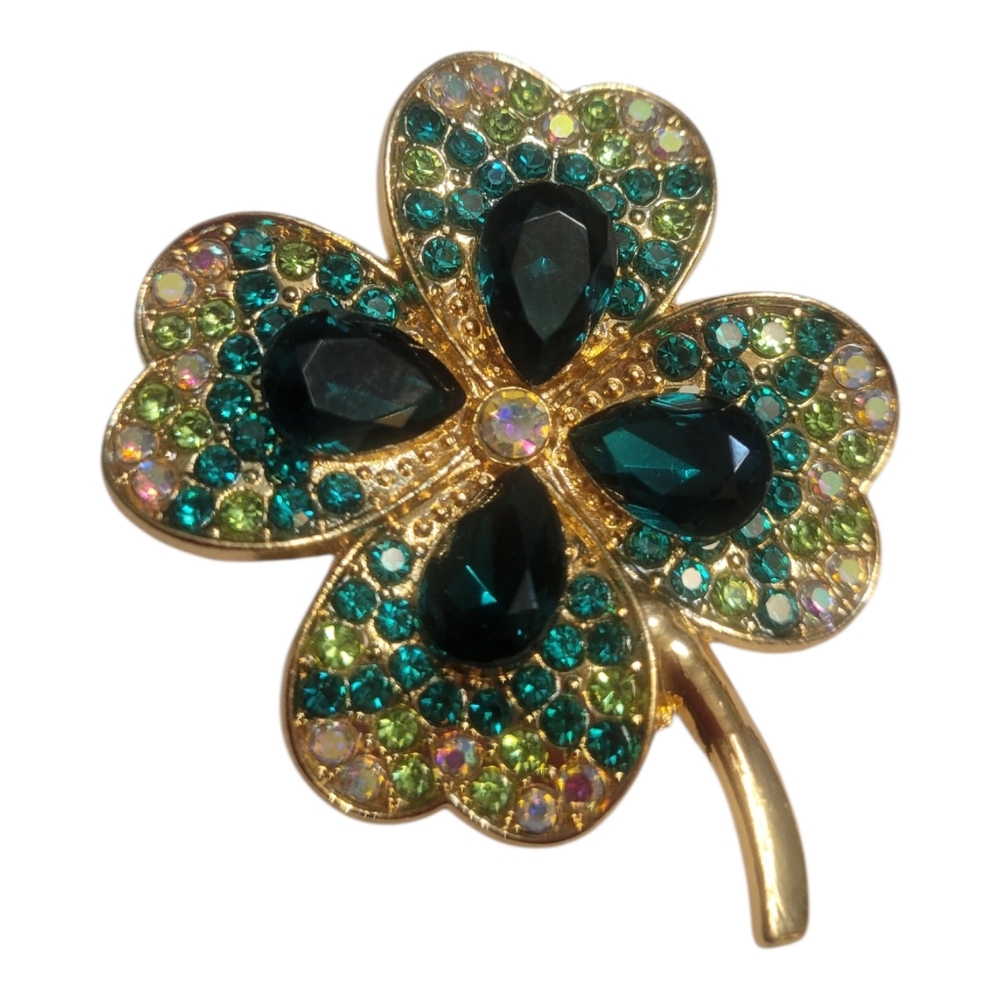 Four Leaf Clover Brooch - Picture 2 of 5